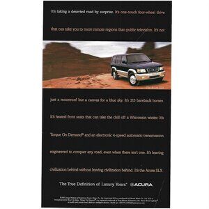 Acura SLX SUV 215 Horsepower Torque On Demand 1997 Print Ad